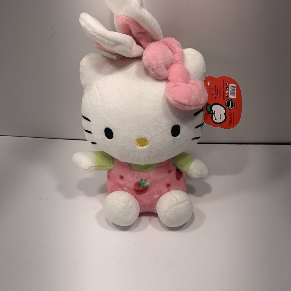 Hello Kitty Easter‎ Bunny Plush 10" Strawberry Shirt NWT